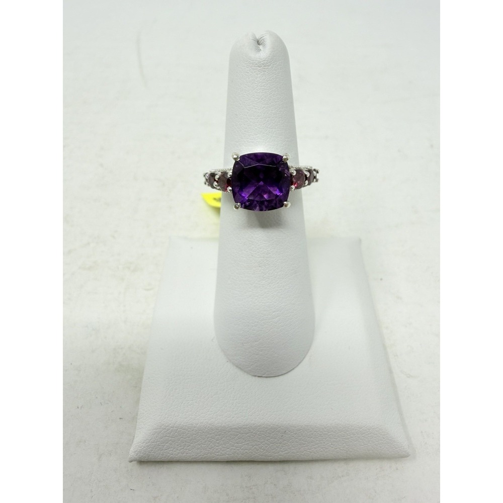 Shop LC Purple Fluorite/Orissa Rhodolite Garnet Sterling Silver Size 5 Ring 5314